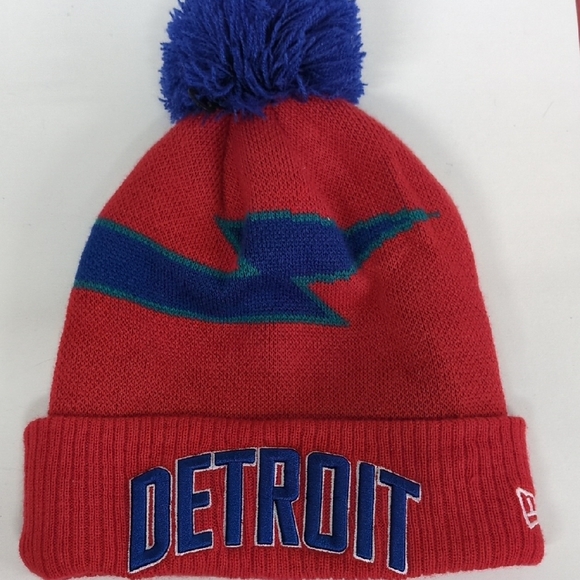 Other - Red Detroit Knit Beanie with Pom
